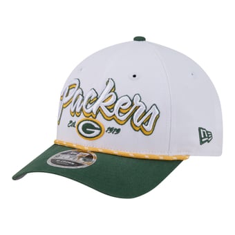 Men's New Era  White Green Bay Packers Team Loyal A-Frame 9FORTY Adjustable Hat