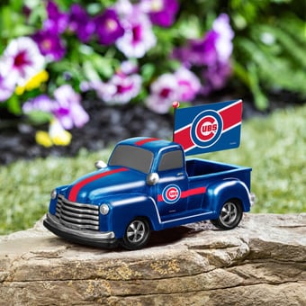 Chicago Cubs 9" Rally Truck Garden Statue with Team Flag