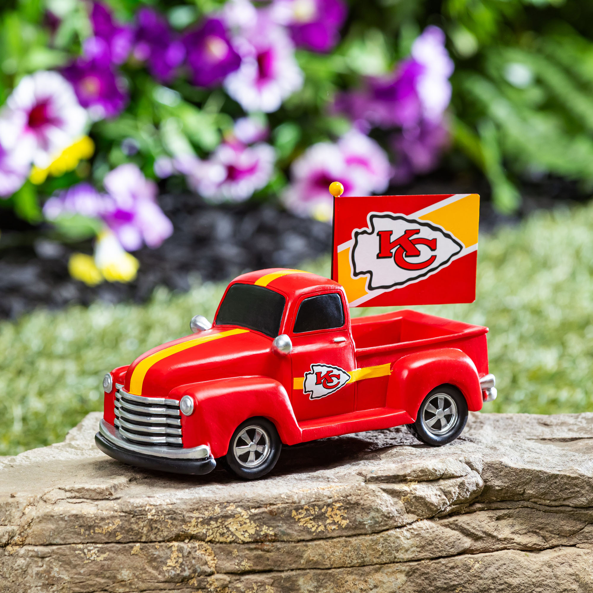 Kansas City Chiefs 9" Rally Truck Garden Statue with Team Flag
