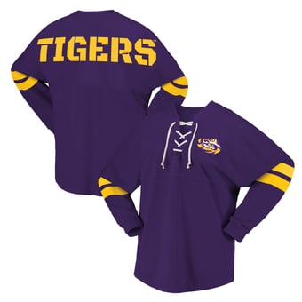 Unisex Spirit Jersey Purple LSU Tigers Lace-Up V-Neck Long Sleeve T-Shirt