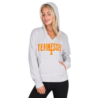 Men's Concepts Sport  White/Gray Tennessee Volunteers French Terry Striped V-Neck Pullover Hoodie