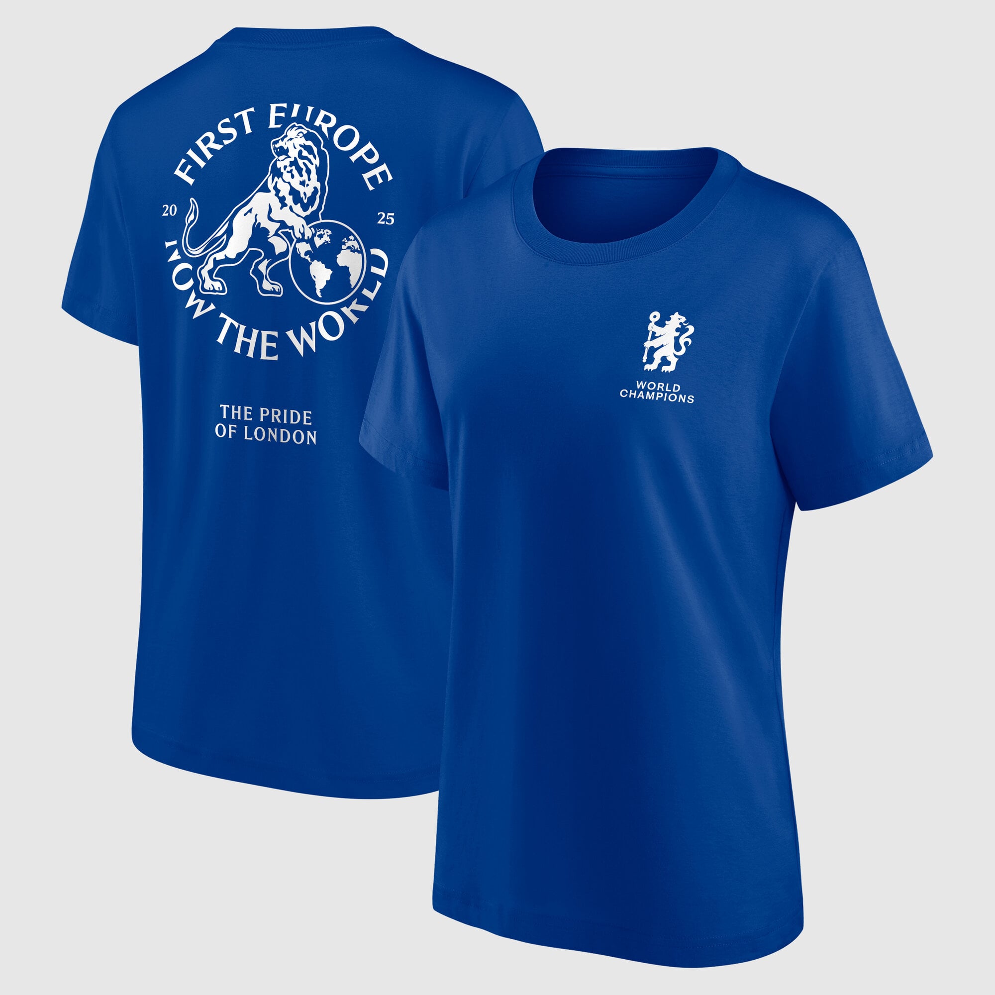 T-shirt graphique Chelsea First Europe, Now the World - Bleu roi - Femme: retailer-supplied image