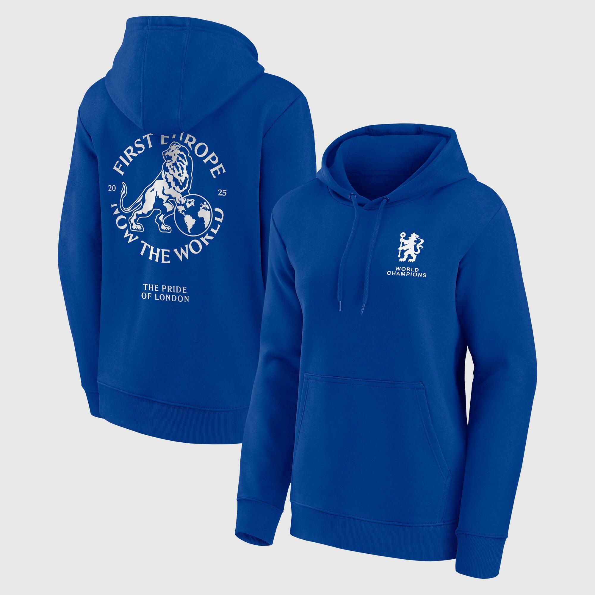 Sudadera con capucha gráfica Chelsea First Europe, Now the World - Azul marino - Mujer