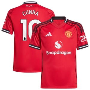 Maillot Domicile Manchester United adidas 2025-26 - Enfant avec flocage Cunha 10, vue 1