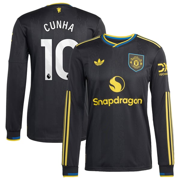 Maillot Troisième Manchester United adidas Authentic 2025-26 - Manches longues avec flocage Cunha 10