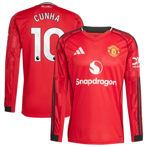 Maillot Domicile Manchester United adidas 2025-26 - Manches longues avec flocage Cunha 10