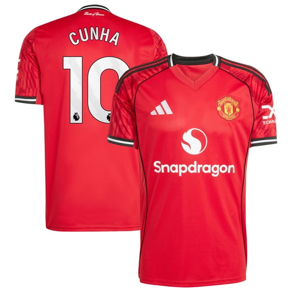 Maillot Domicile Manchester United adidas 2025-26 avec flocage Cunha 10