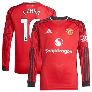 Maillot Domicile Manchester United adidas 2025-26 - Enfant - Manches longues avec flocage Cunha 10, vue 1