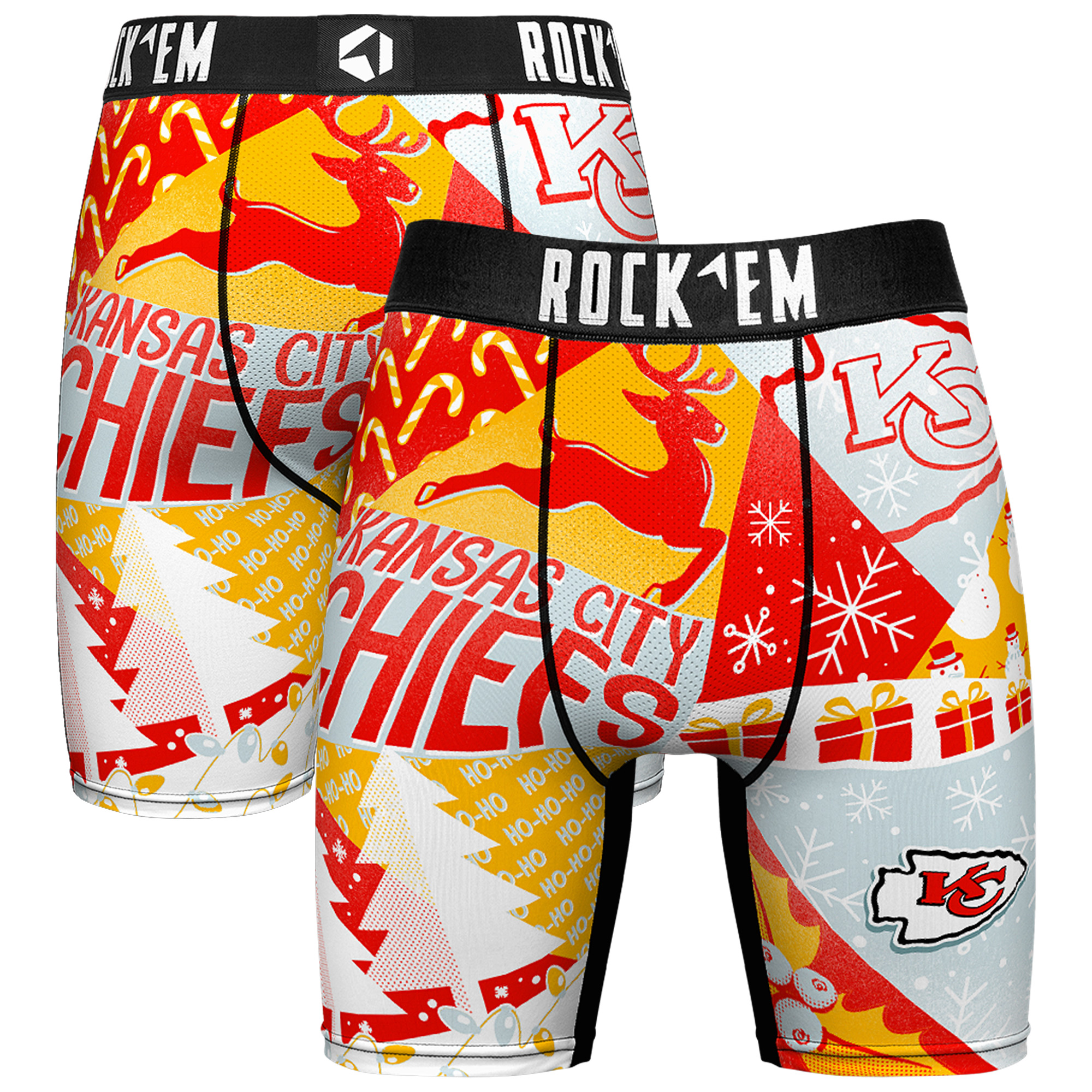 Men's Rock Em Socks Red Kansas City Chiefs Holiday Tacky Remix Boxer Briefs