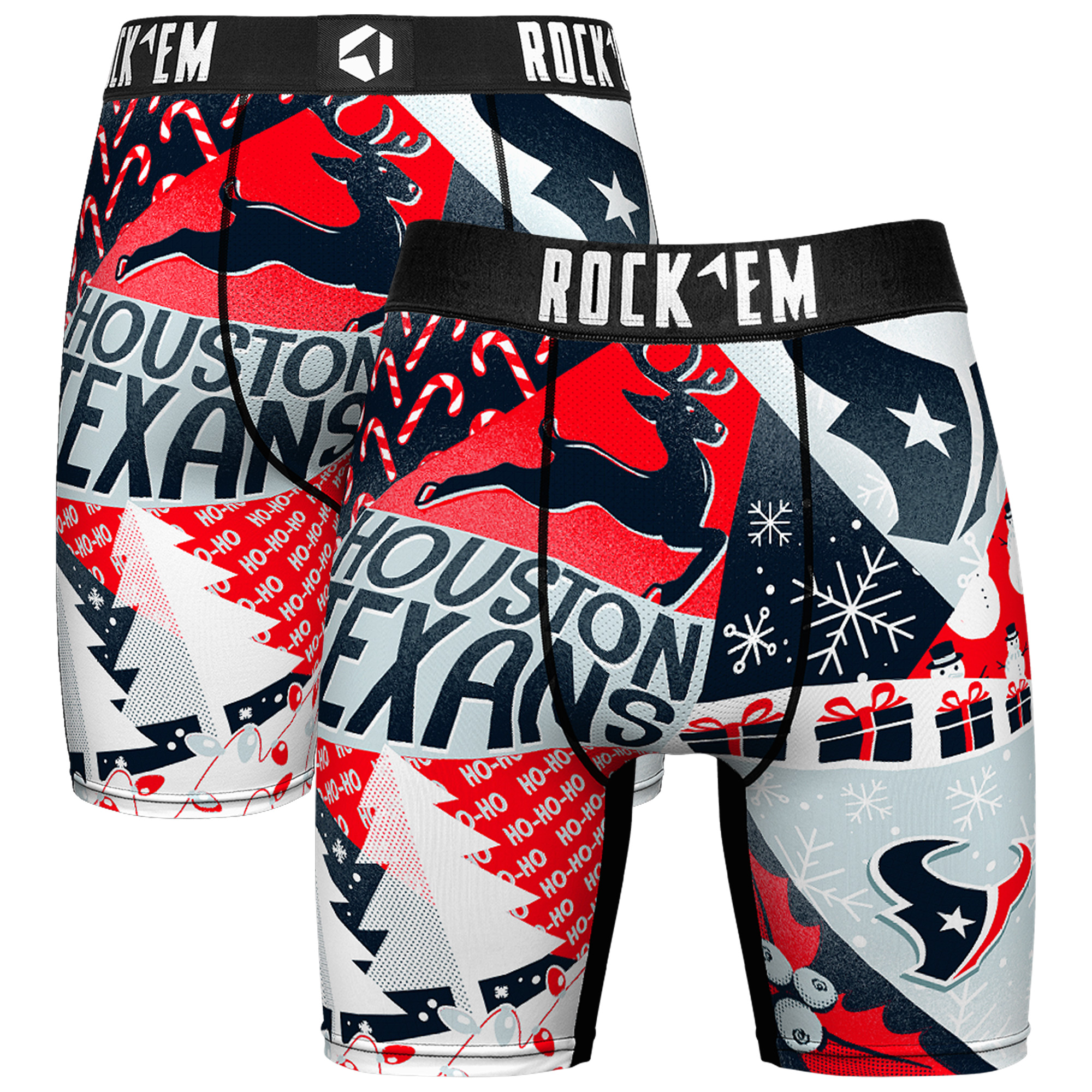 Men's Rock Em Socks Navy Houston Texans Holiday Tacky Remix Boxer Briefs