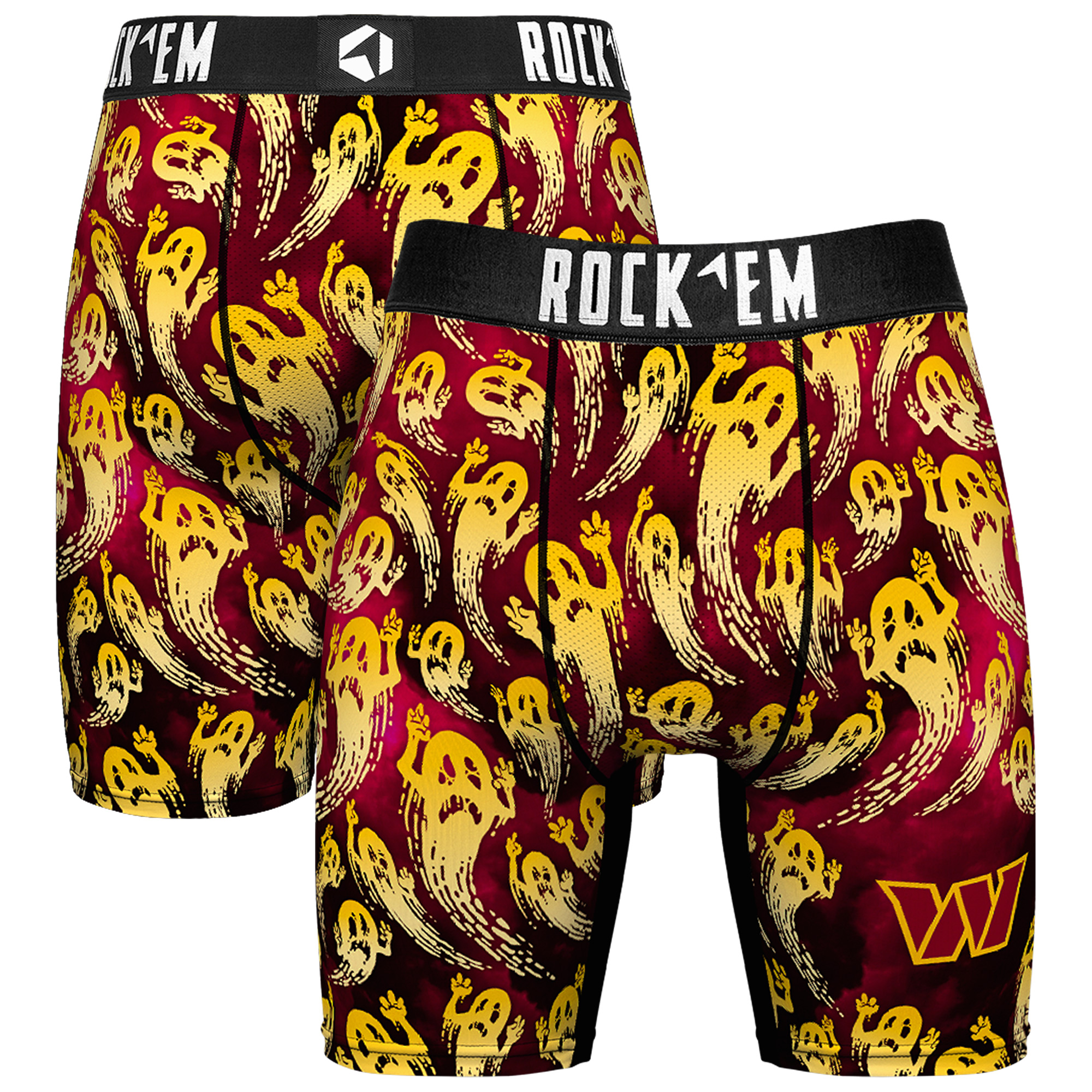 Men's Rock Em Socks Burgundy Washington Commanders Halloween Ghost Fade Boxer Briefs