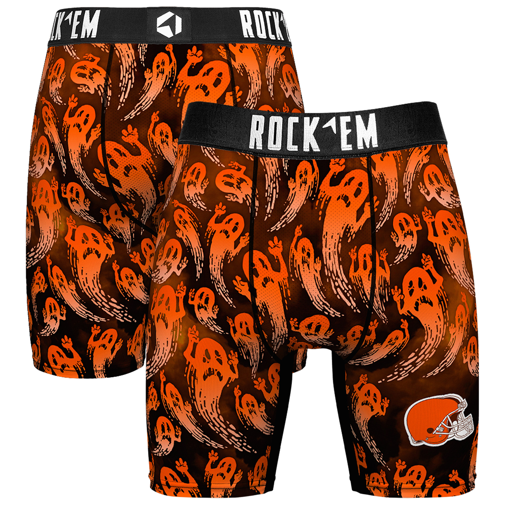 Men's Rock Em Socks Orange Cleveland Browns Halloween Ghost Fade Boxer Briefs