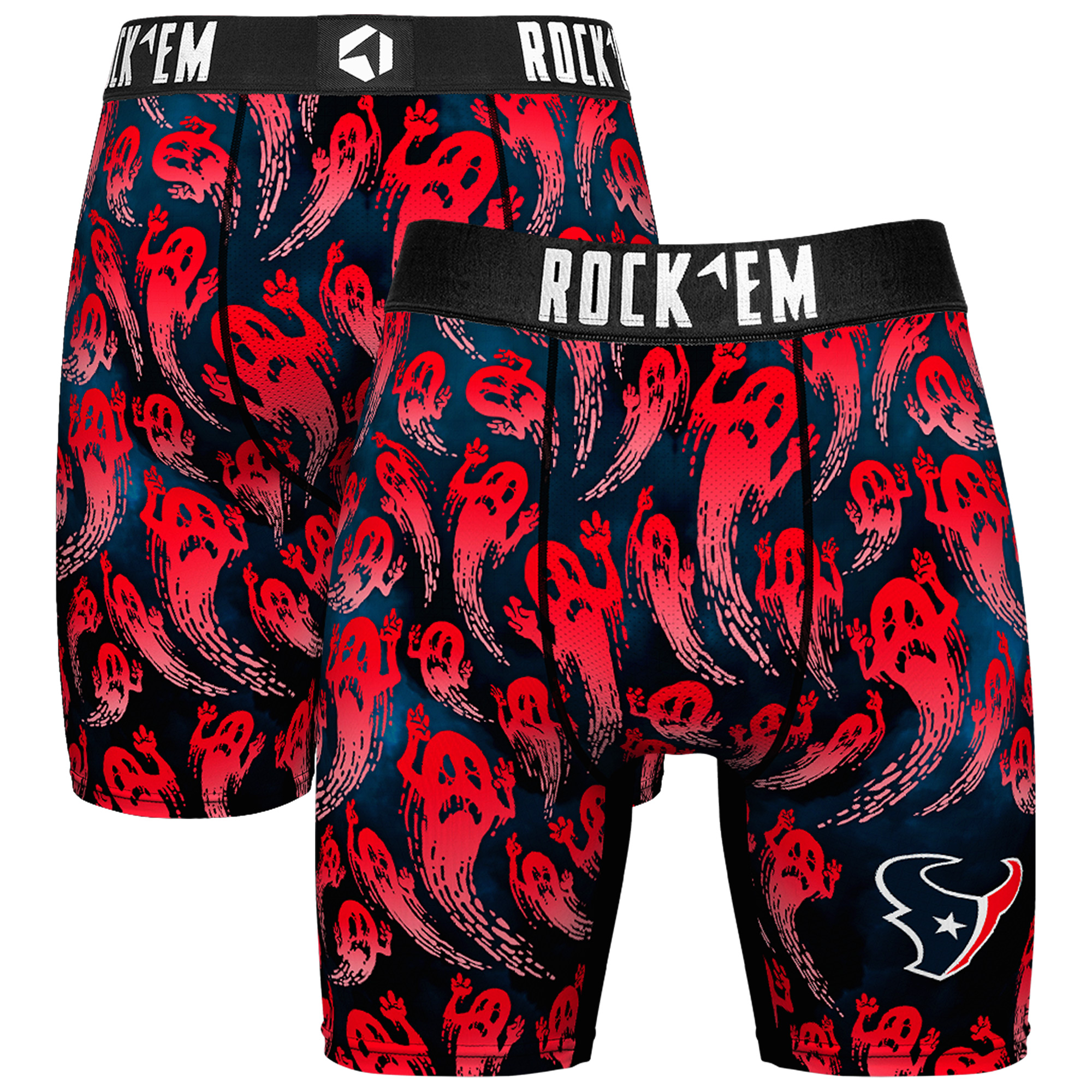 Men's Rock Em Socks Navy Houston Texans Halloween Ghost Fade Boxer Briefs