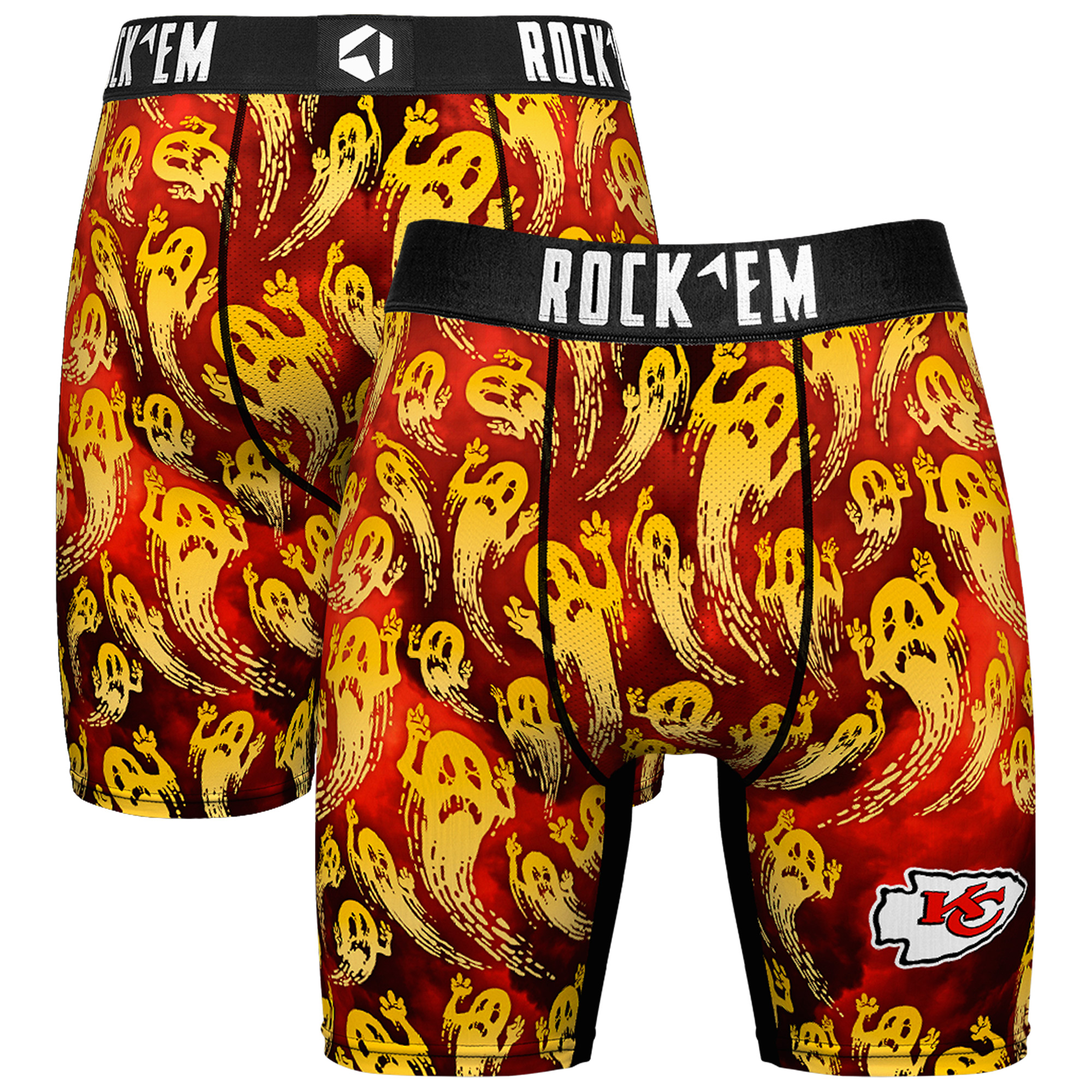 Men's Rock Em Socks Red Kansas City Chiefs Halloween Ghost Fade Boxer Briefs