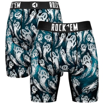 Men's Rock Em Socks Midnight Green Philadelphia Eagles Halloween Ghost Fade Boxer Briefs
