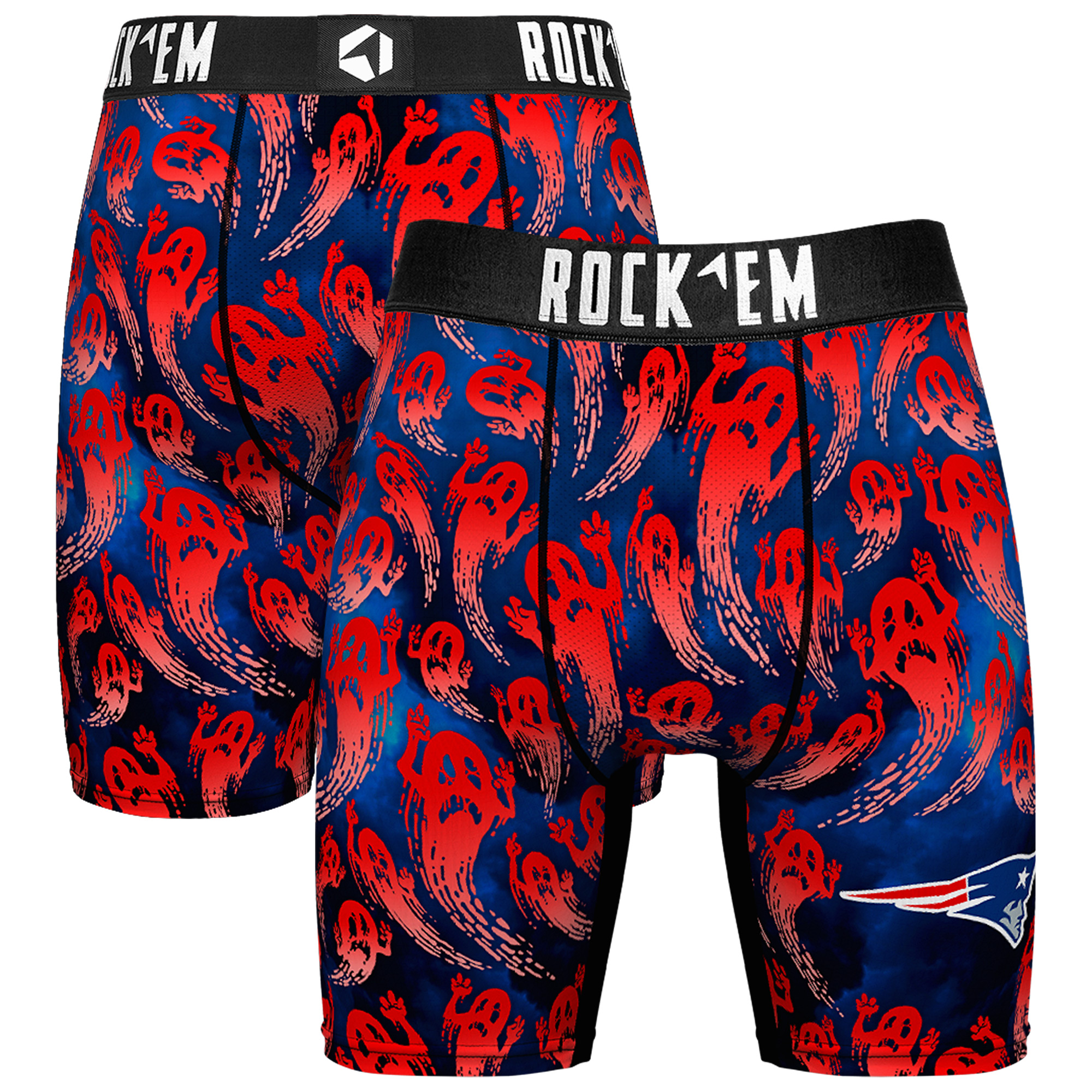 Men's Rock Em Socks Navy New England Patriots Halloween Ghost Fade Boxer Briefs