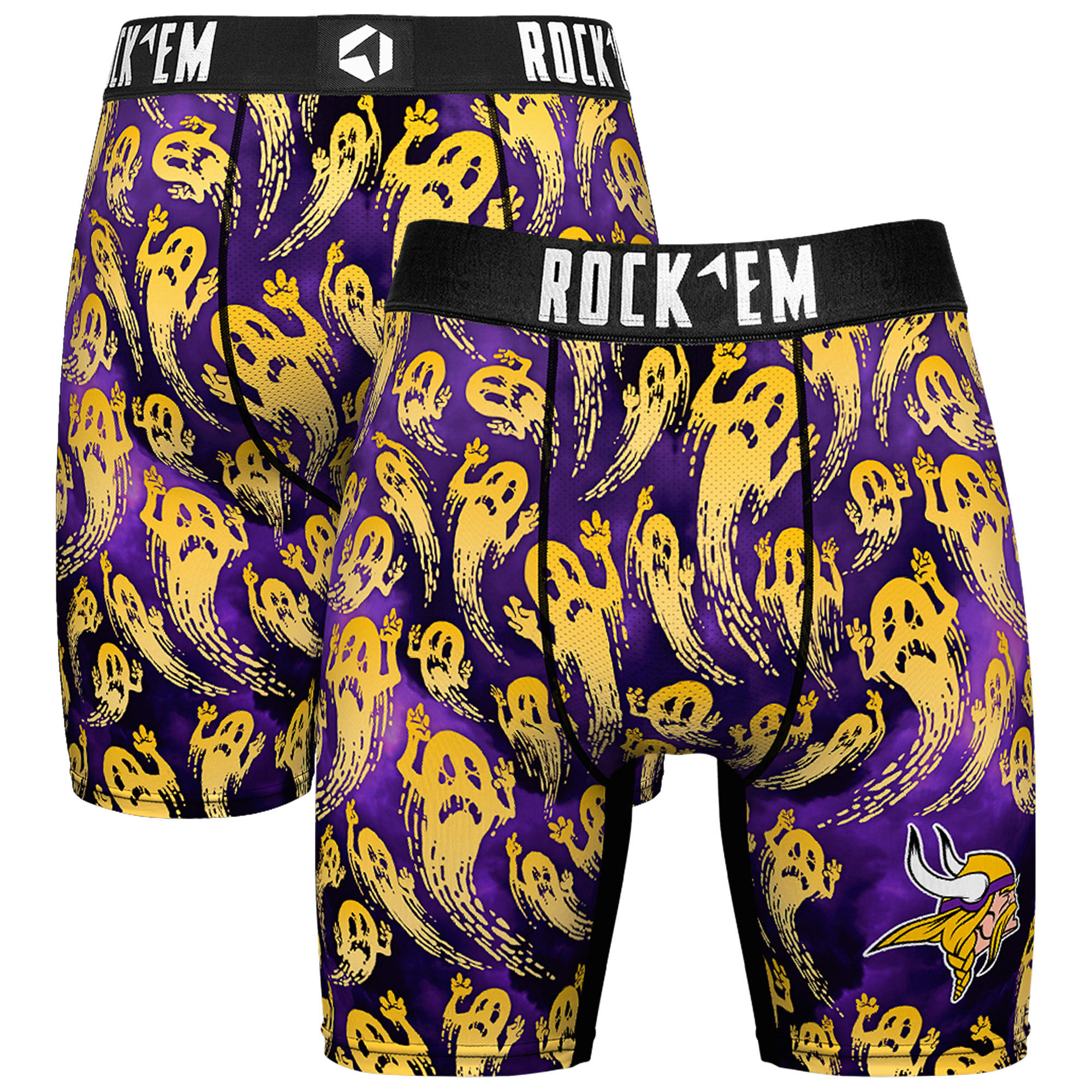 Men's Rock Em Socks Purple Minnesota Vikings Halloween Ghost Fade Boxer Briefs