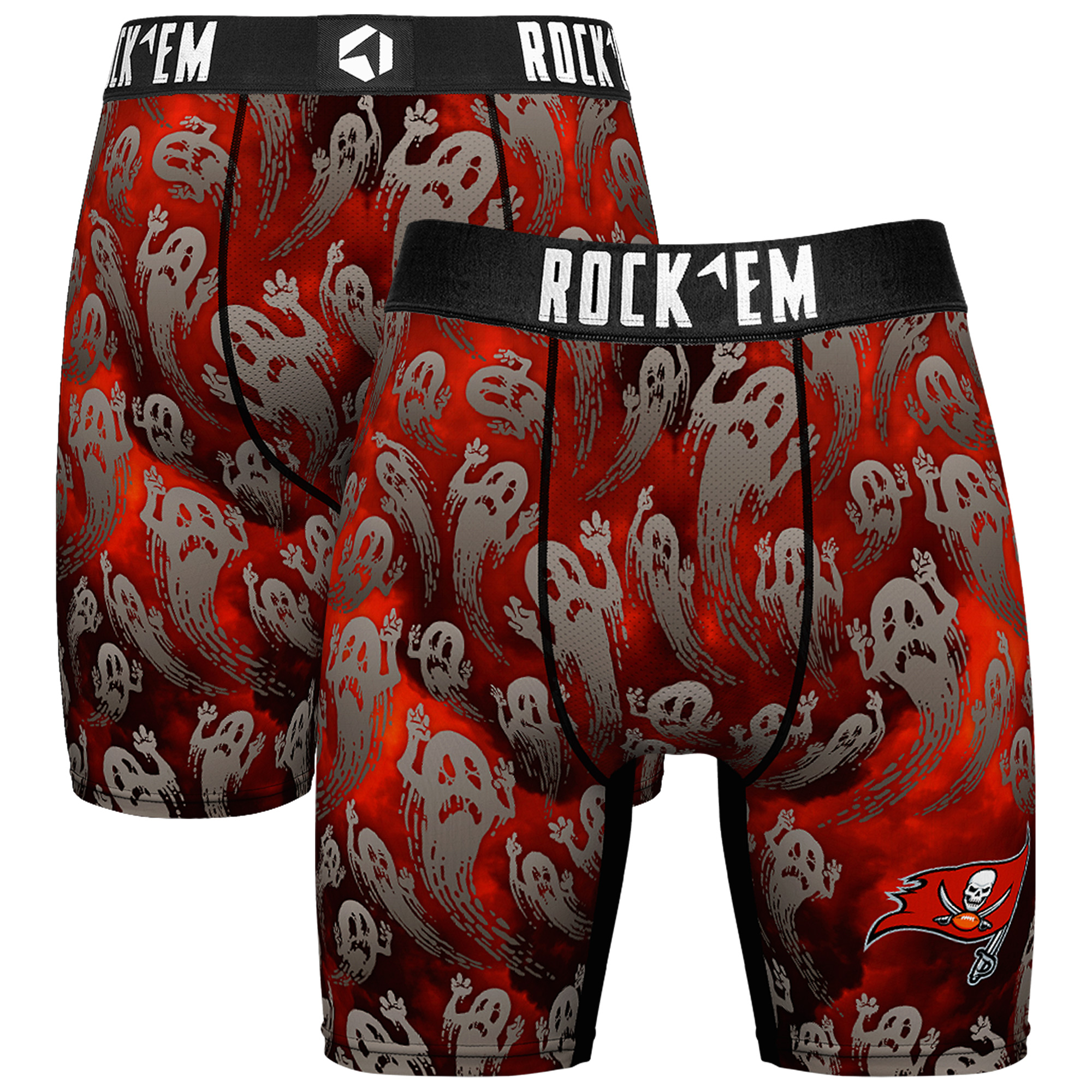Men's Rock Em Socks Red Tampa Bay Buccaneers Halloween Ghost Fade Boxer Briefs