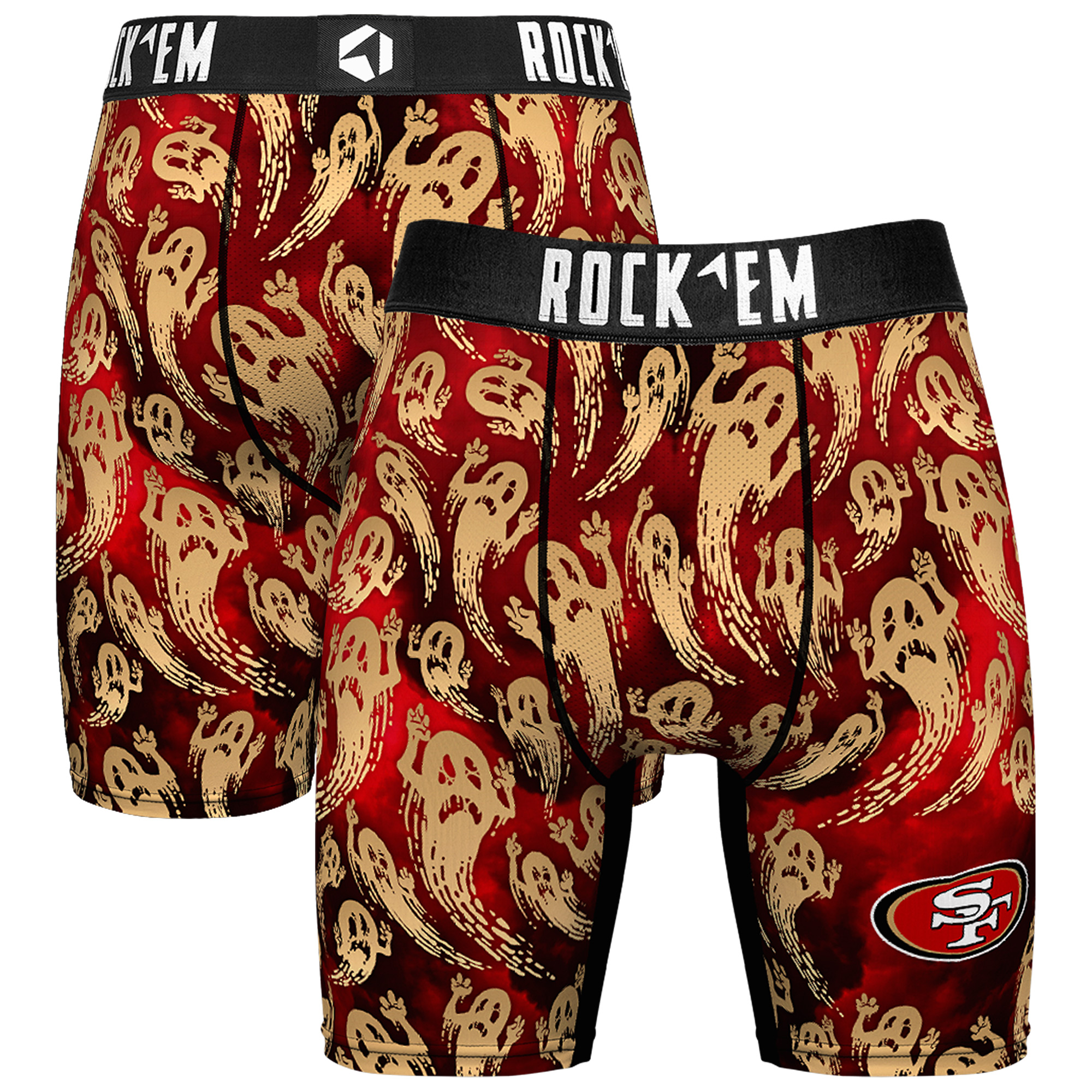 Men's Rock Em Socks Scarlet San Francisco 49ers Halloween Ghost Fade Boxer Briefs