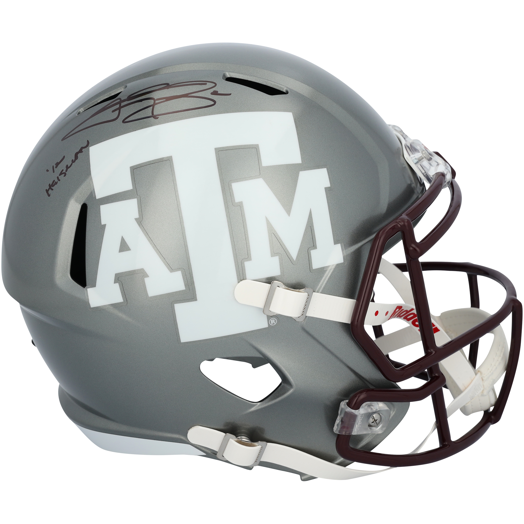 Johnny Manziel Texas A&M Aggies Autographed Riddell Flash Speed Replica Helmet with "12 Heisman" Inscription