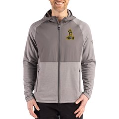 Men's Cutter & Buck Heather Gray Northern Arizona Lumberjacks Peshastin Eco Fleece Recycled Raglan Full-Zip Tri-Blend Hybrid Jacket