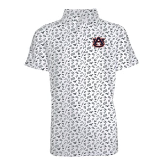 Youth Garb Gray Auburn Tigers Tom All-Over Football Print Polo
