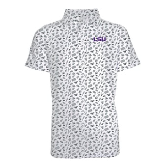 Youth Garb Gray LSU Tigers Tom All-Over Football Print Polo