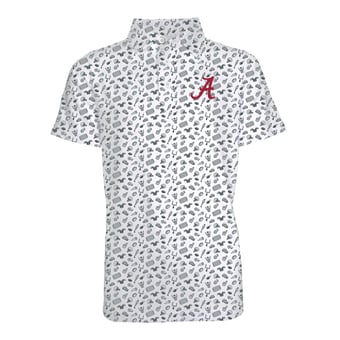 Youth Garb Gray Alabama Crimson Tide Tom All-Over Football Print Polo