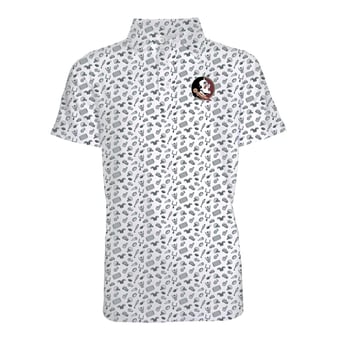 Youth Garb Gray Florida State Seminoles Tom All-Over Football Print Polo