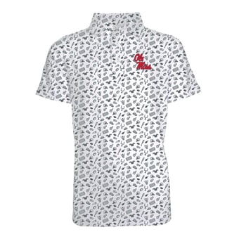 Youth Garb Gray Ole Miss Rebels Tom All-Over Football Print Polo
