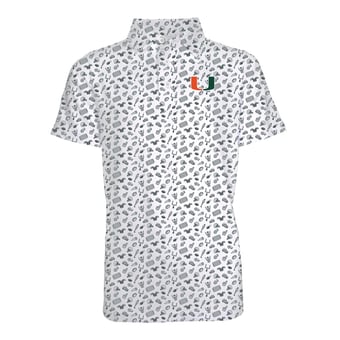 Youth Garb Gray Miami Hurricanes Tom All-Over Football Print Polo