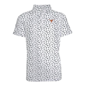 Youth Garb Gray Texas Longhorns Tom All-Over Football Print Polo