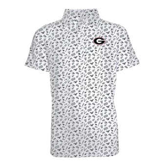 Youth Garb Gray Georgia Bulldogs Tom All-Over Football Print Polo