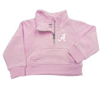 Girls Toddler Garb Pink Alabama Crimson Tide Cropped Dawn Funnel Neck Half-Zip Sweatshirt