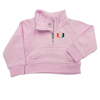 Girls Toddler Garb Pink Miami Hurricanes Cropped Dawn Funnel Neck Half-Zip Sweatshirt