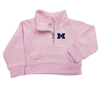Girls Toddler Garb Pink Michigan Wolverines Cropped Dawn Funnel Neck Half-Zip Sweatshirt