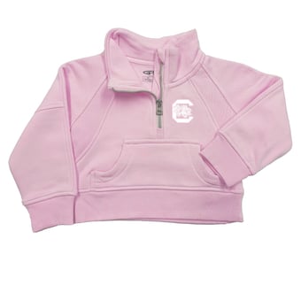 Girls Toddler Garb Pink South Carolina Gamecocks Cropped Dawn Funnel Neck Half-Zip Sweatshirt