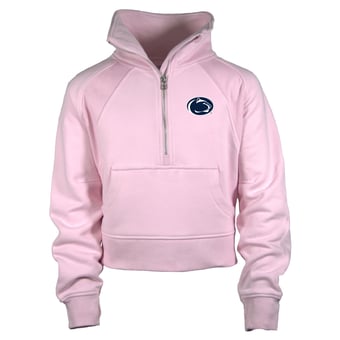 Girls Youth Garb Pink Penn State Nittany Lions Cropped Dawn Funnel Neck Half-Zip Sweatshirt