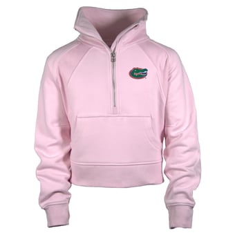 Girls Youth Garb Pink Florida Gators Cropped Dawn Funnel Neck Half-Zip Sweatshirt