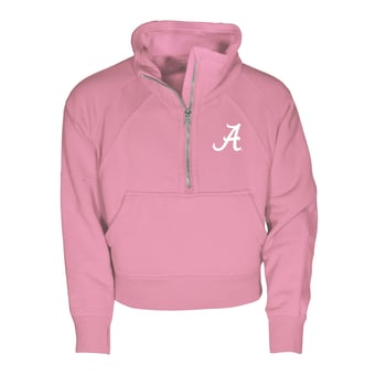 Girls Youth Garb Pink Alabama Crimson Tide Cropped Dawn Funnel Neck Half-Zip Sweatshirt