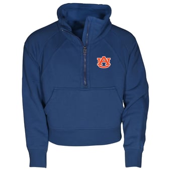 Girls Youth Garb Navy Auburn Tigers Cropped Dawn Funnel Neck Half-Zip Sweatshirt
