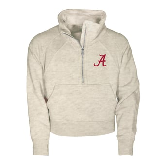 Girls Youth Garb Natural Alabama Crimson Tide Cropped Dawn Funnel Neck Half-Zip Sweatshirt