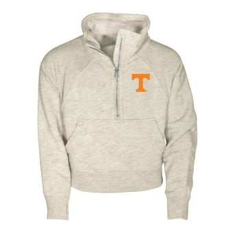 Girls Youth Garb Natural Tennessee Volunteers Cropped Dawn Funnel Neck Half-Zip Sweatshirt