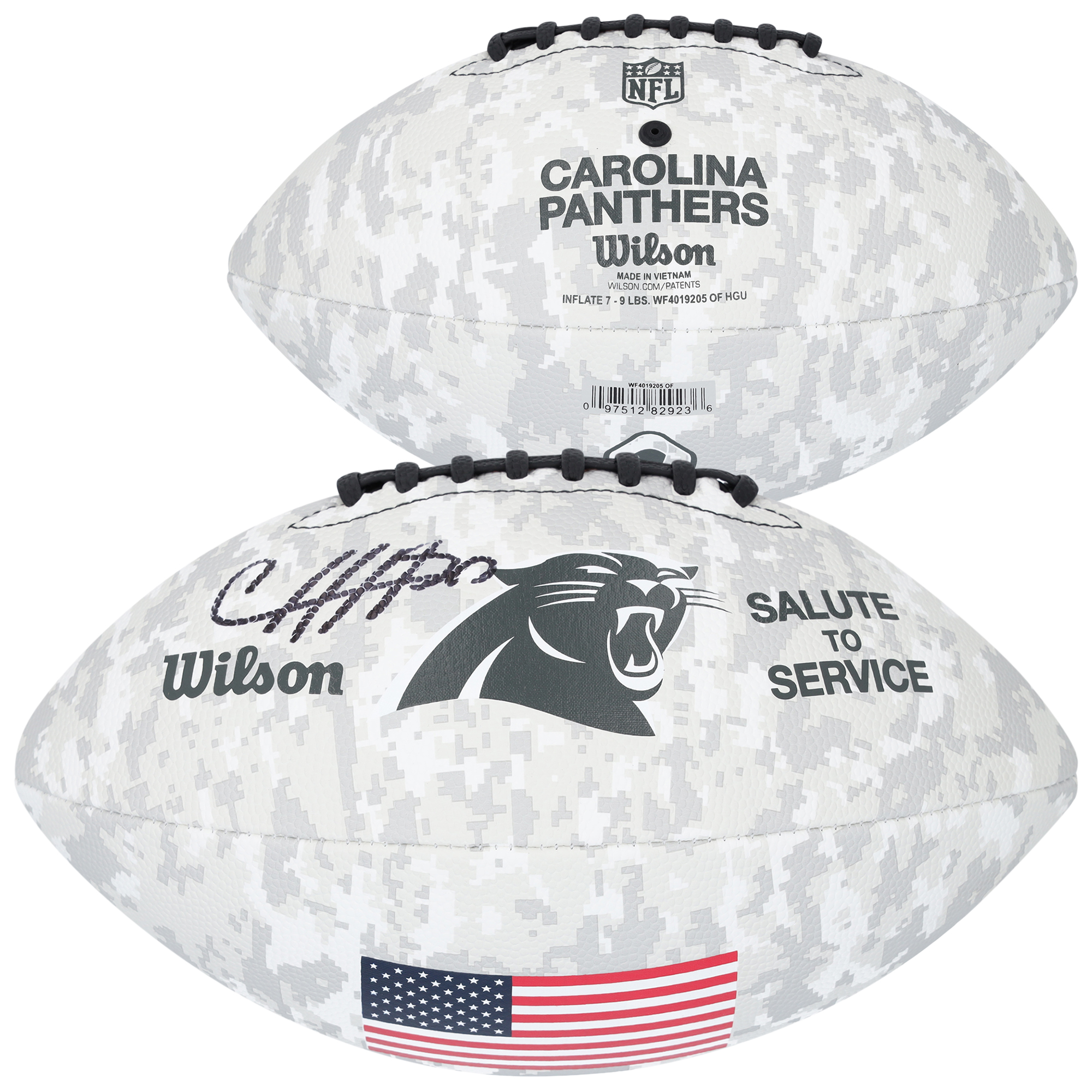 Chuba Hubbard Carolina Panthers Autographed 2024 Salute To Service Wilson Football
