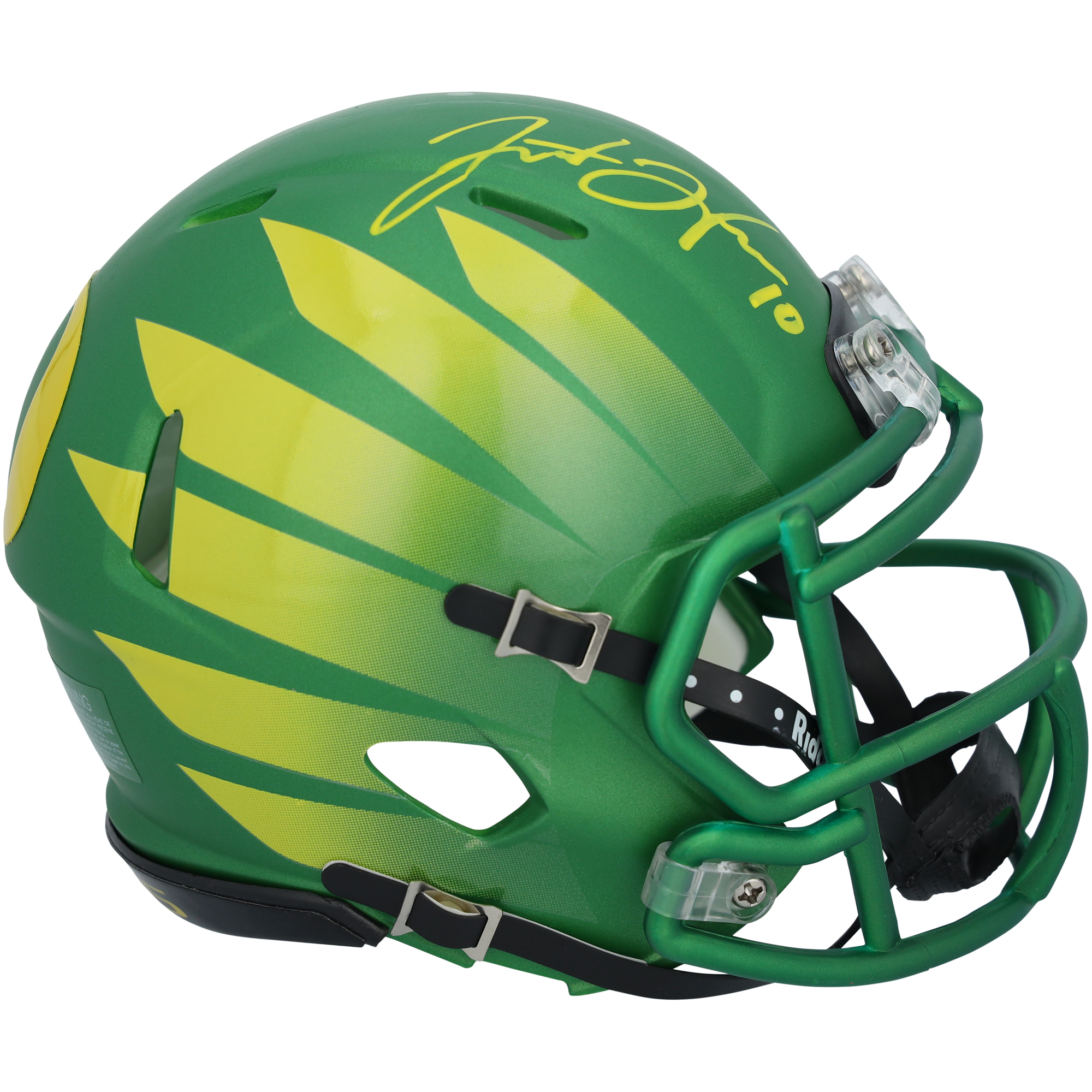 Justin Herbert Oregon Ducks Autographed Riddell Green Wing Speed Mini Helmet