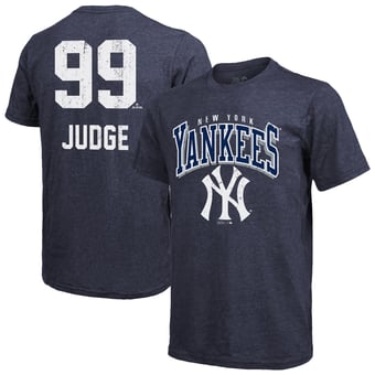 Men's Majestic Threads Aaron Judge Navy New York Yankees Triblend Name & Number T-Shirt