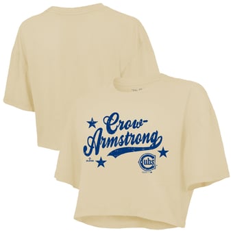 Women's Majestic Threads Pete Crow-Armstrong Cream Chicago Cubs Boxy Crop Top