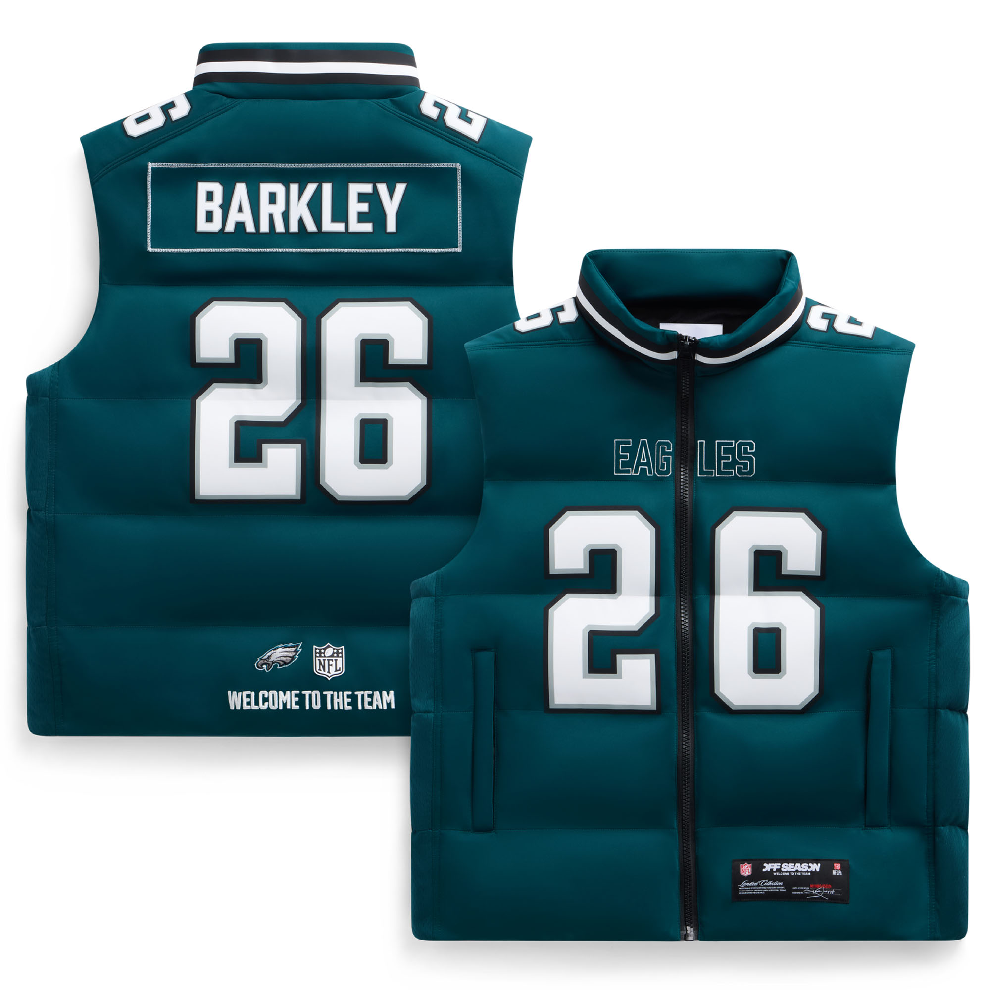 Unisex Saquon Barkley Midnight Green Philadelphia Eagles Player Puffer Vest