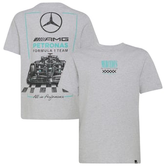 Youth adidas  Heather Gray Mercedes-AMG Petronas F1 Team Front Facing Car T-Shirt
