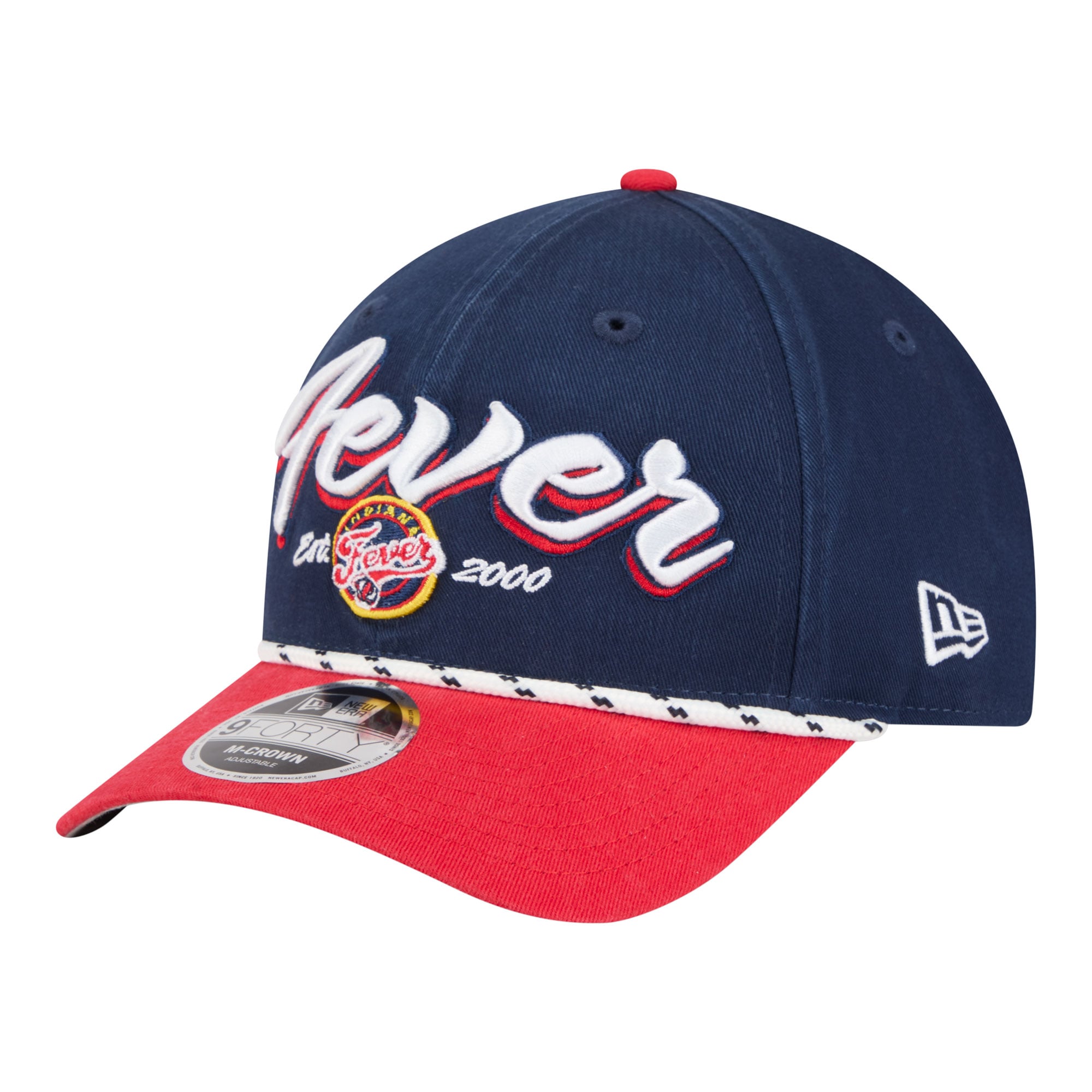 Unisex New Era Navy/Red Indiana Fever Team Loyal Script Two-Tone M-Crown 9FORTY Adjustable Hat